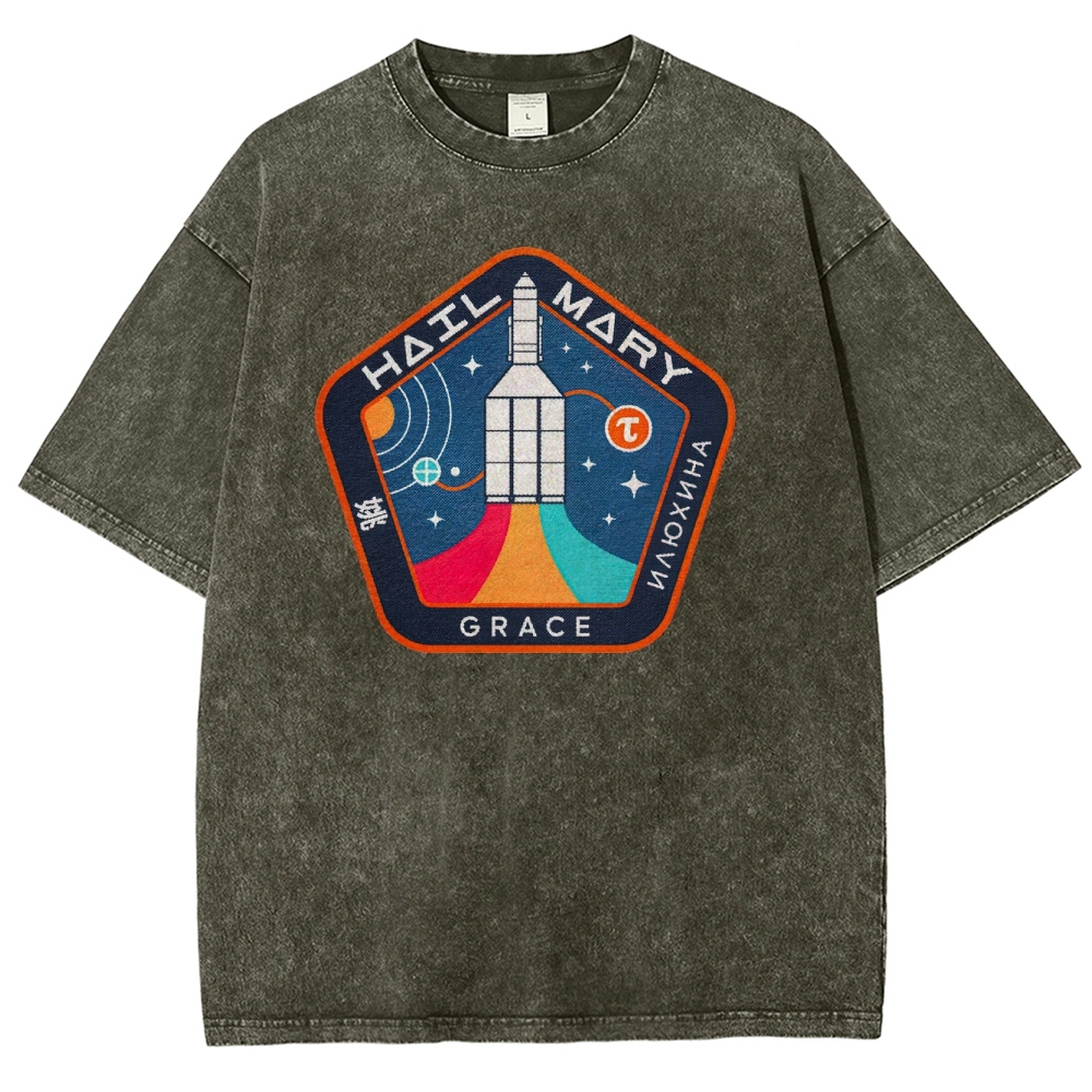 "Hail Mary" Space Mission Patch Washed T-Shirt