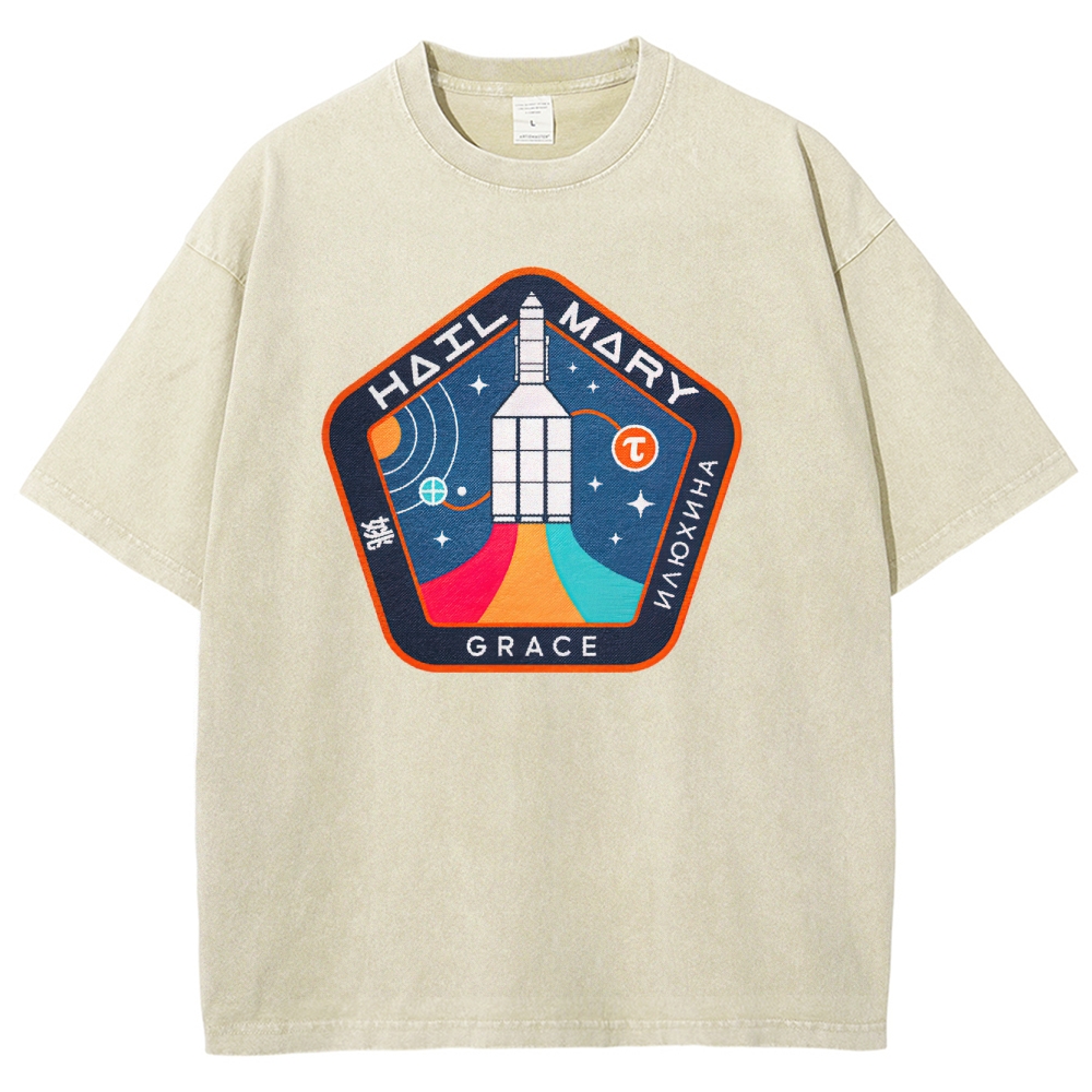 "Hail Mary" Space Mission Patch Washed T-Shirt