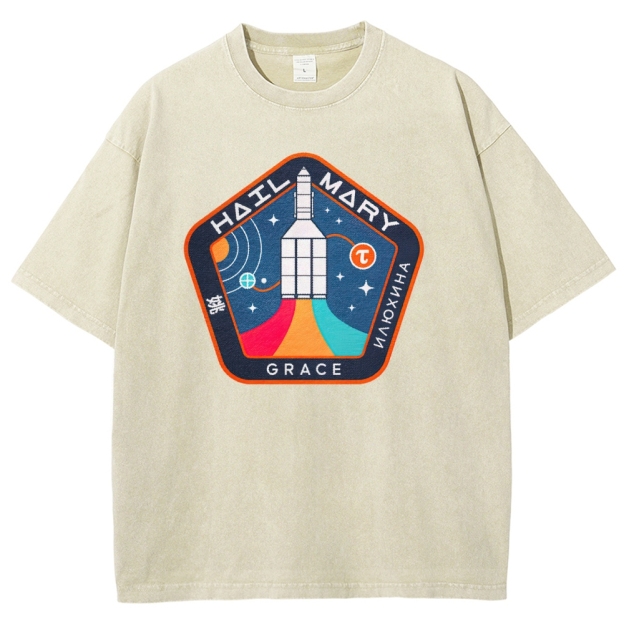"Hail Mary" Space Mission Patch Washed T-Shirt