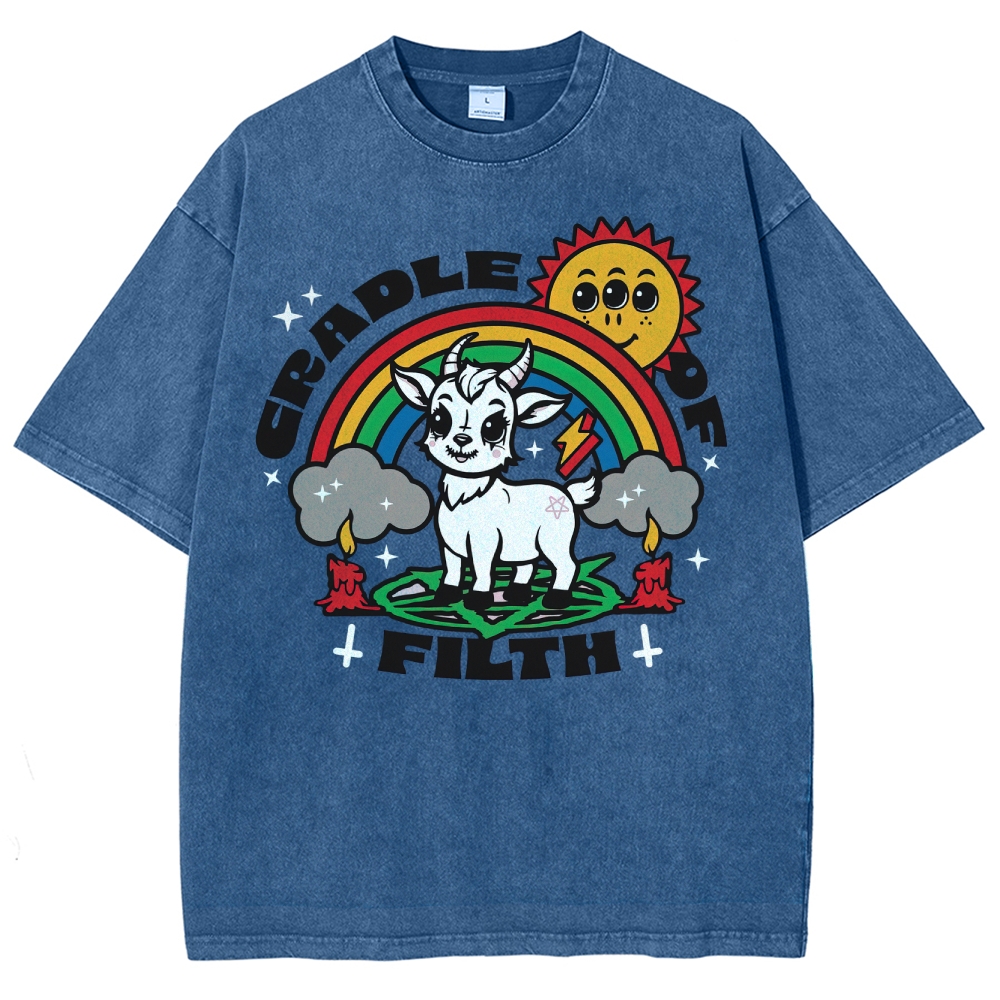"Cradle of Filth" Cute Satanic Goat Washed T-Shirt