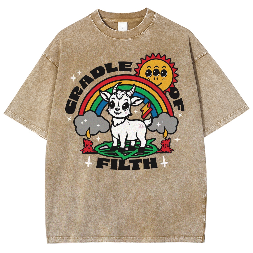"Cradle of Filth" Cute Satanic Goat Washed T-Shirt