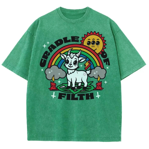 "Cradle of Filth" Cute Satanic Goat Washed T-Shirt