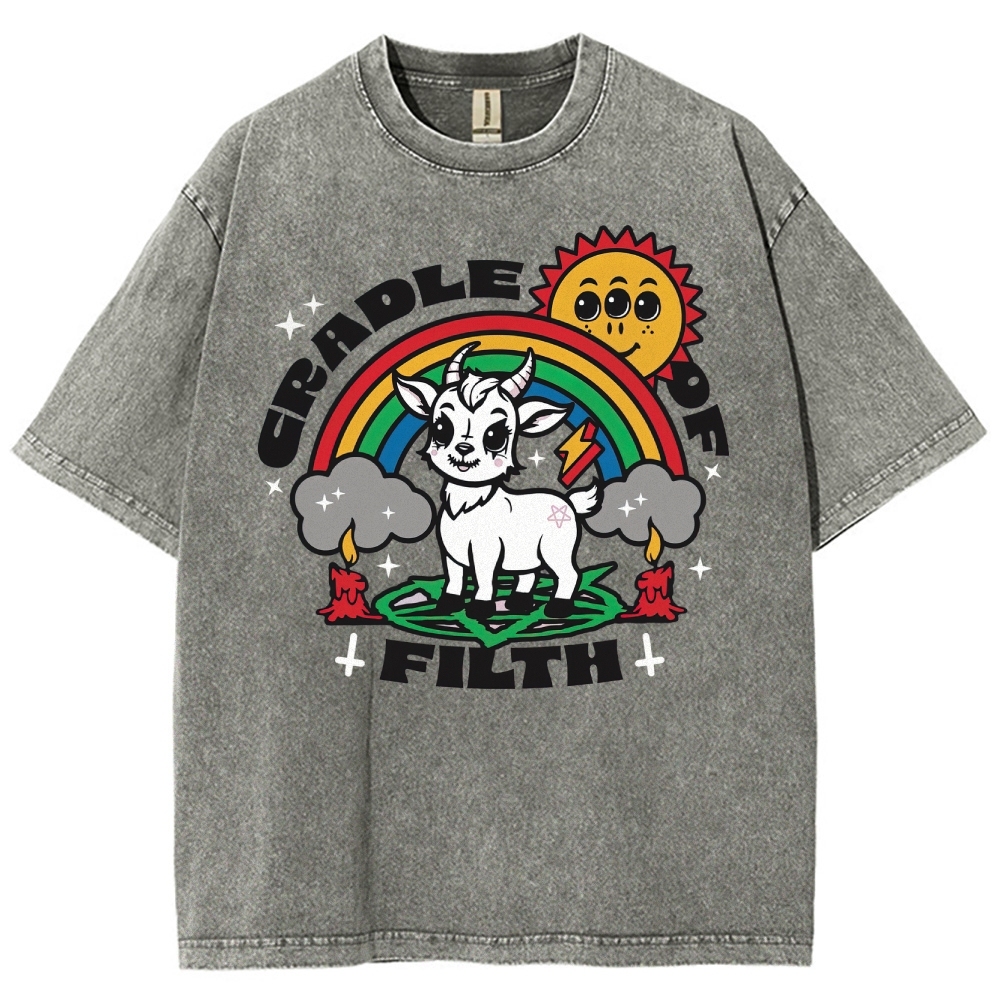 "Cradle of Filth" Cute Satanic Goat Washed T-Shirt