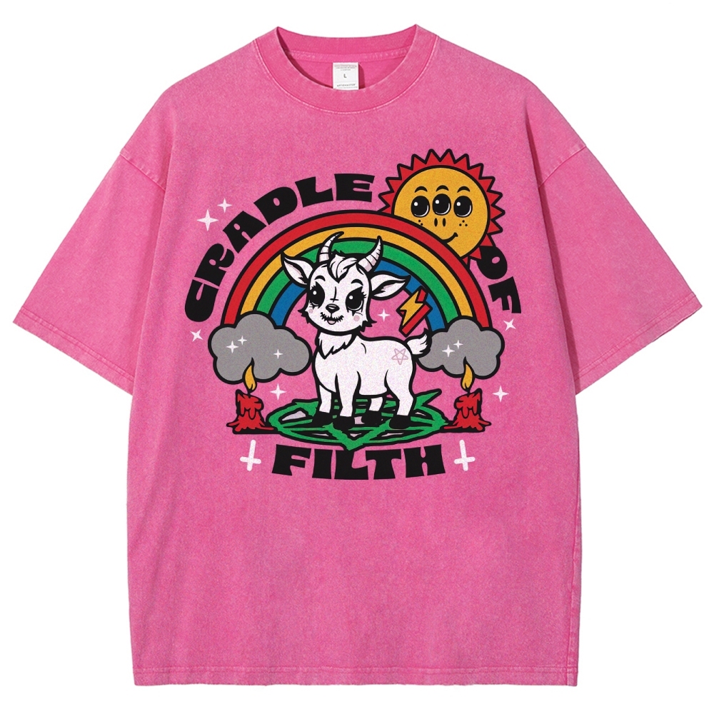 "Cradle of Filth" Cute Satanic Goat Washed T-Shirt