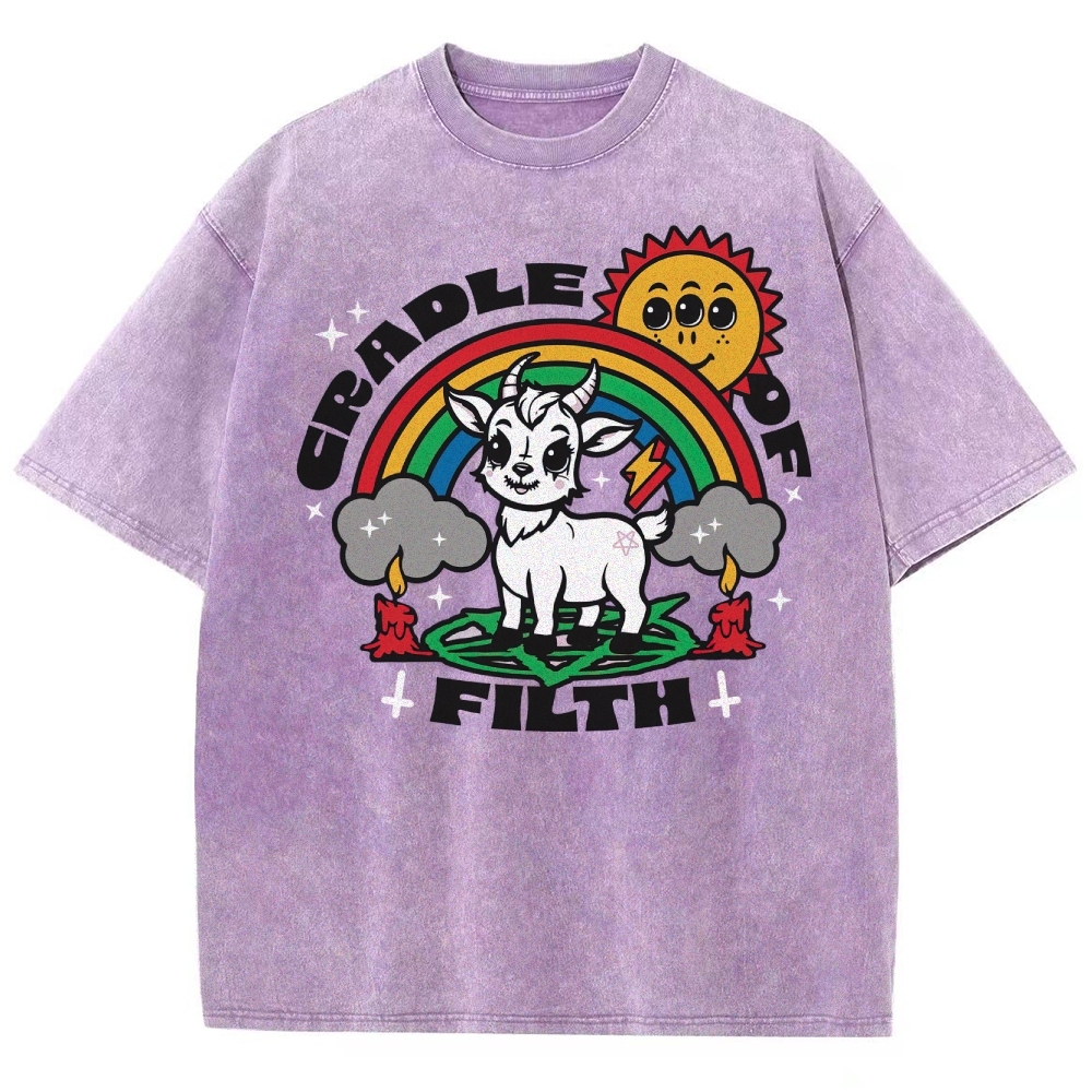 "Cradle of Filth" Cute Satanic Goat Washed T-Shirt