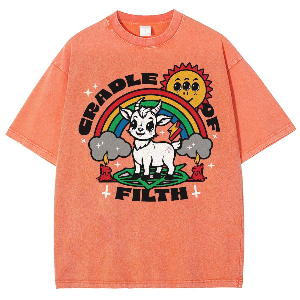 "Cradle of Filth" Cute Satanic Goat Washed T-Shirt