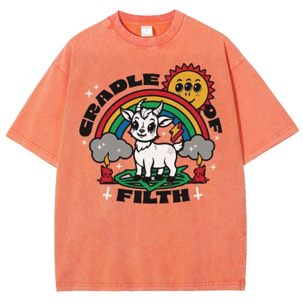 "Cradle of Filth" Cute Satanic Goat Washed T-Shirt
