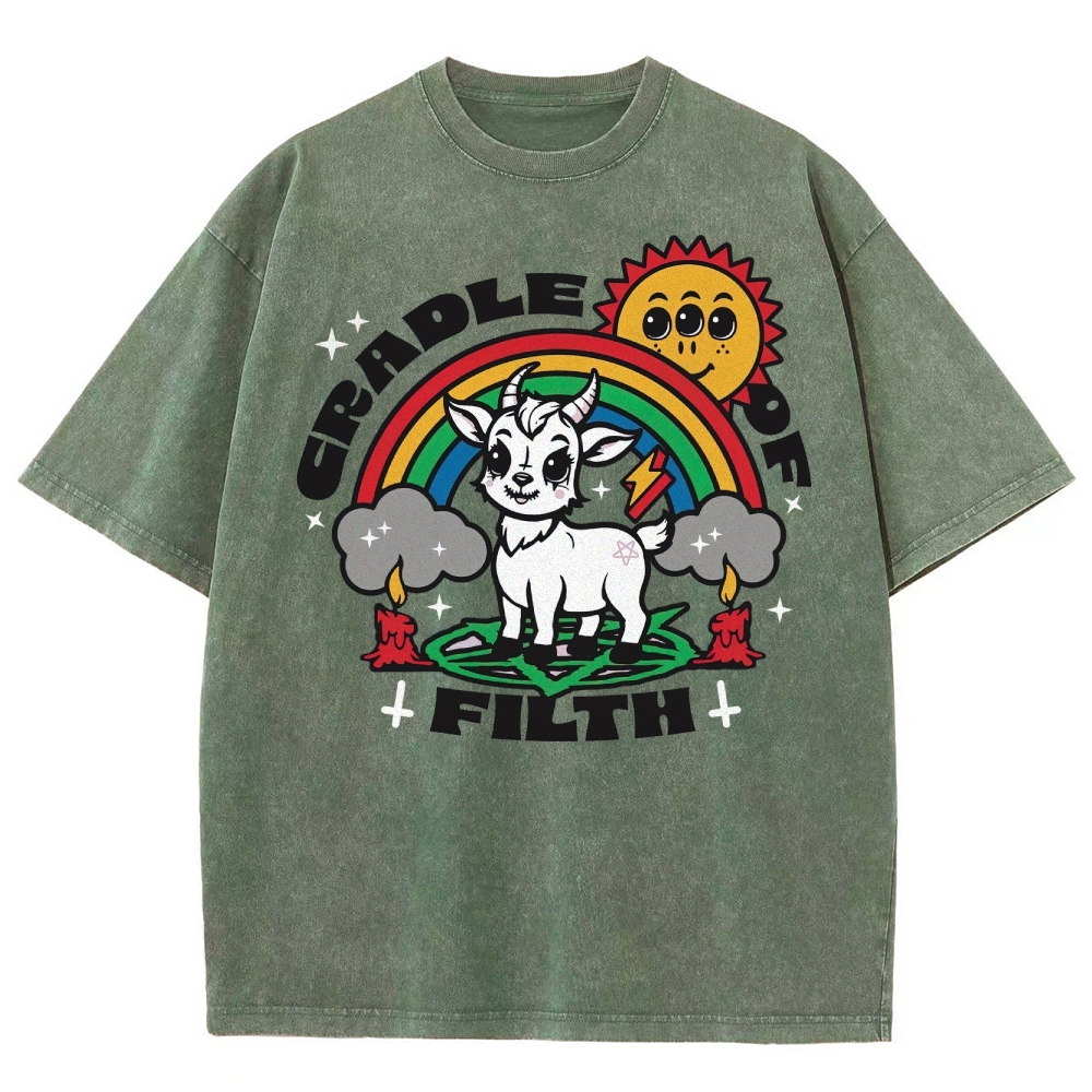 "Cradle of Filth" Cute Satanic Goat Washed T-Shirt
