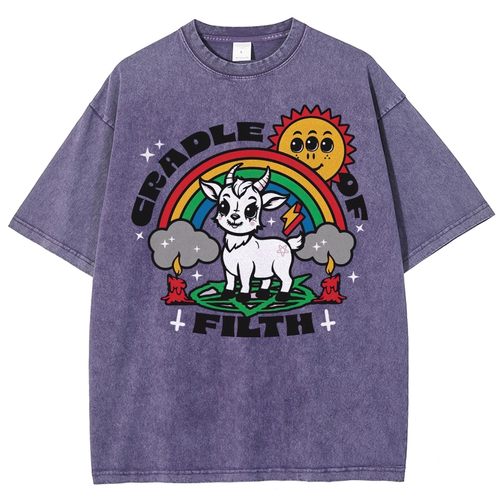 "Cradle of Filth" Cute Satanic Goat Washed T-Shirt