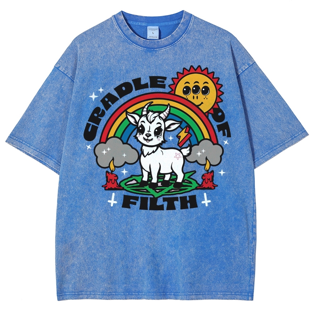 "Cradle of Filth" Cute Satanic Goat Washed T-Shirt