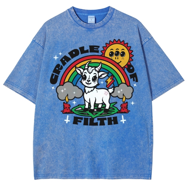"Cradle of Filth" Cute Satanic Goat Washed T-Shirt