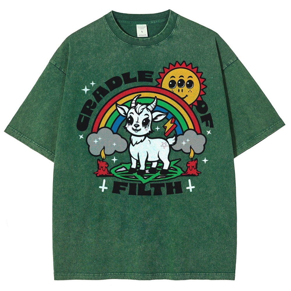 "Cradle of Filth" Cute Satanic Goat Washed T-Shirt