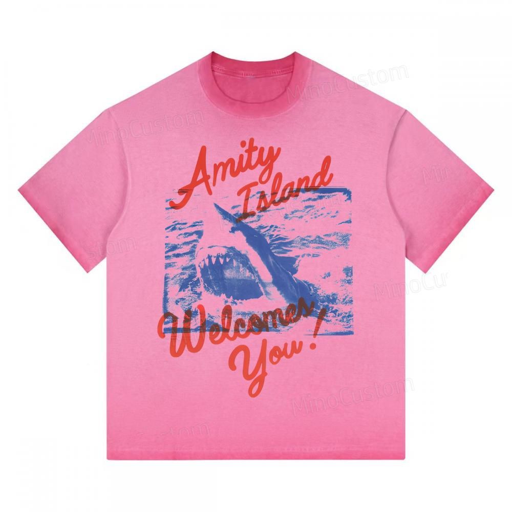 "Amity Island Welcomes You" Shark Gradient Washed T-shirt 