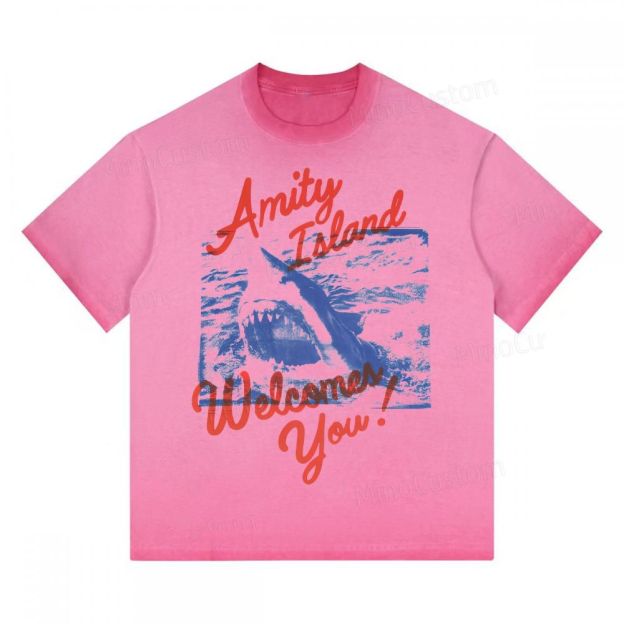 "Amity Island Welcomes You" Shark Gradient Washed T-shirt 