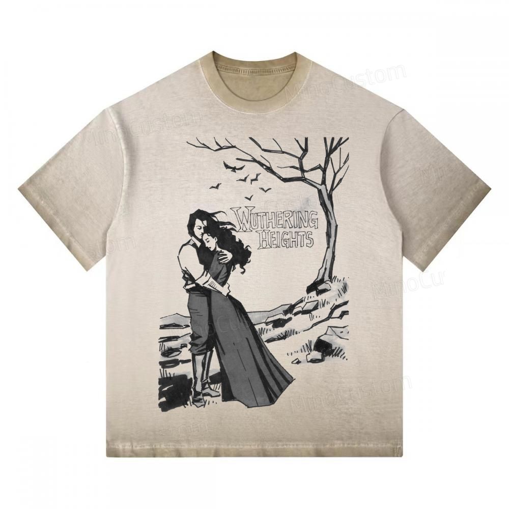 "Wuthering Heights" Literary Quote Gradient Washed T-shirt