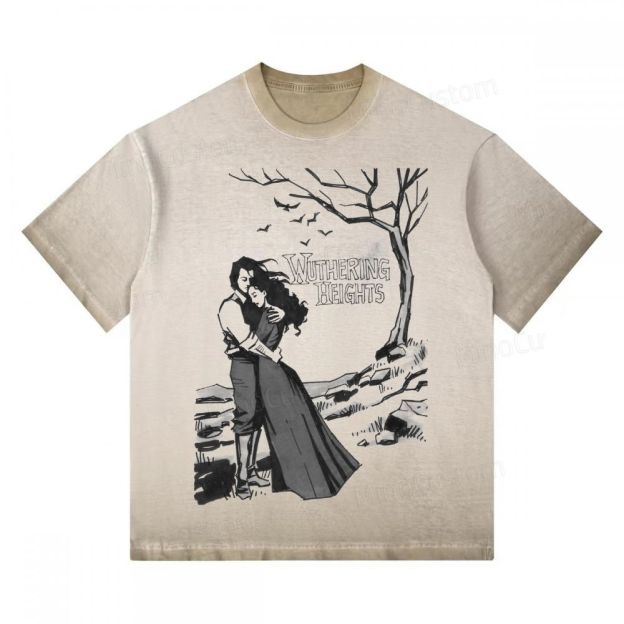 "Wuthering Heights" Literary Quote Gradient Washed T-shirt