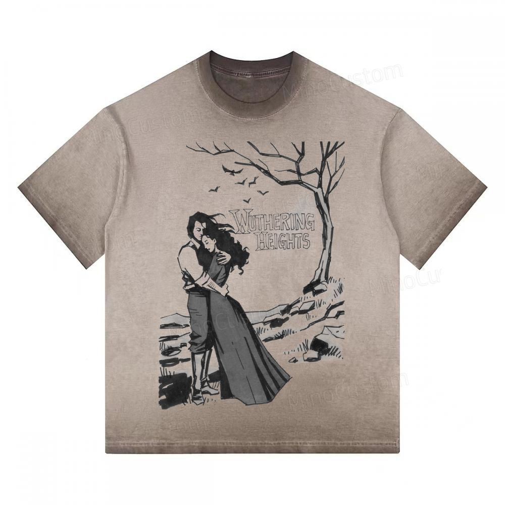 "Wuthering Heights" Literary Quote Gradient Washed T-shirt