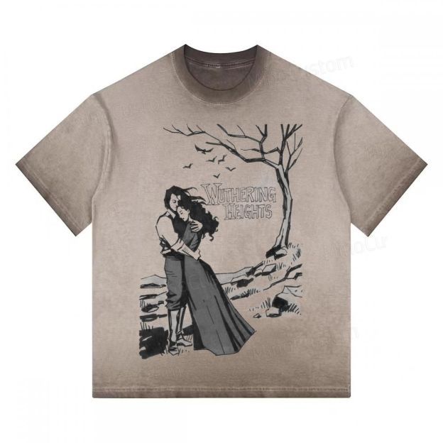 "Wuthering Heights" Literary Quote Gradient Washed T-shirt