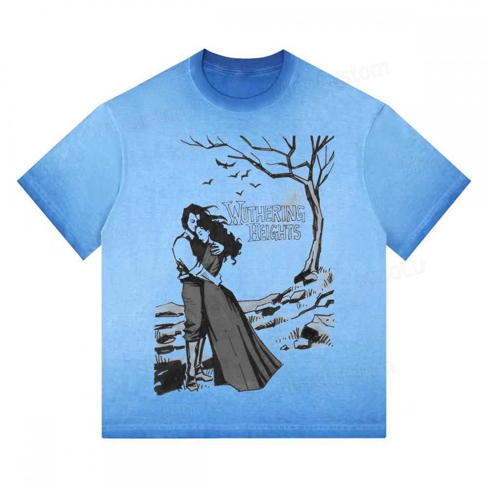 "Wuthering Heights" Literary Quote Gradient Washed T-shirt