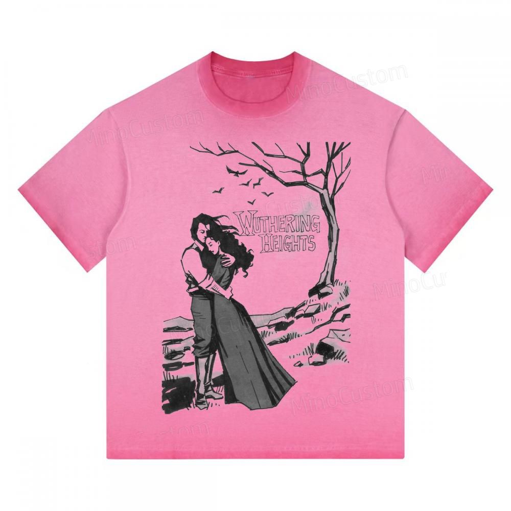 "Wuthering Heights" Literary Quote Gradient Washed T-shirt