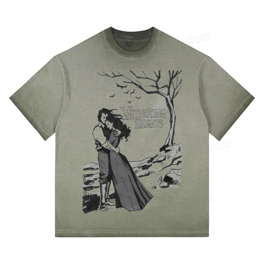 "Wuthering Heights" Literary Quote Gradient Washed T-shirt