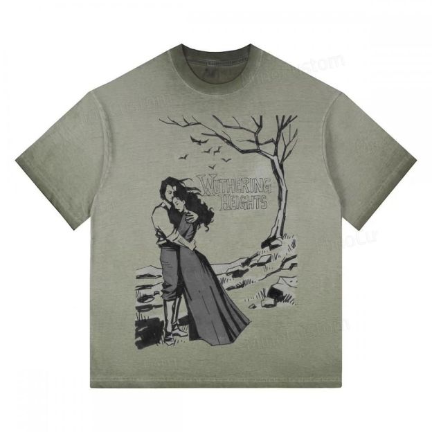 "Wuthering Heights" Literary Quote Gradient Washed T-shirt