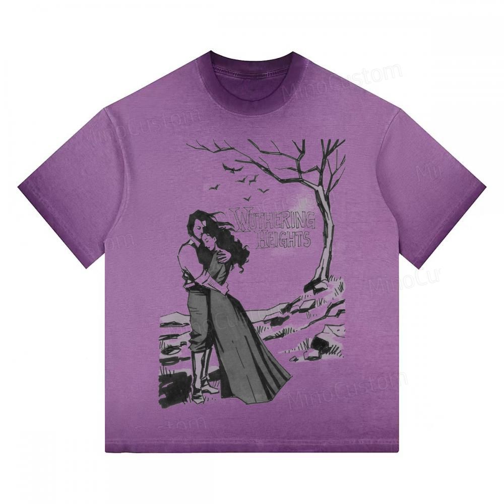 "Wuthering Heights" Literary Quote Gradient Washed T-shirt