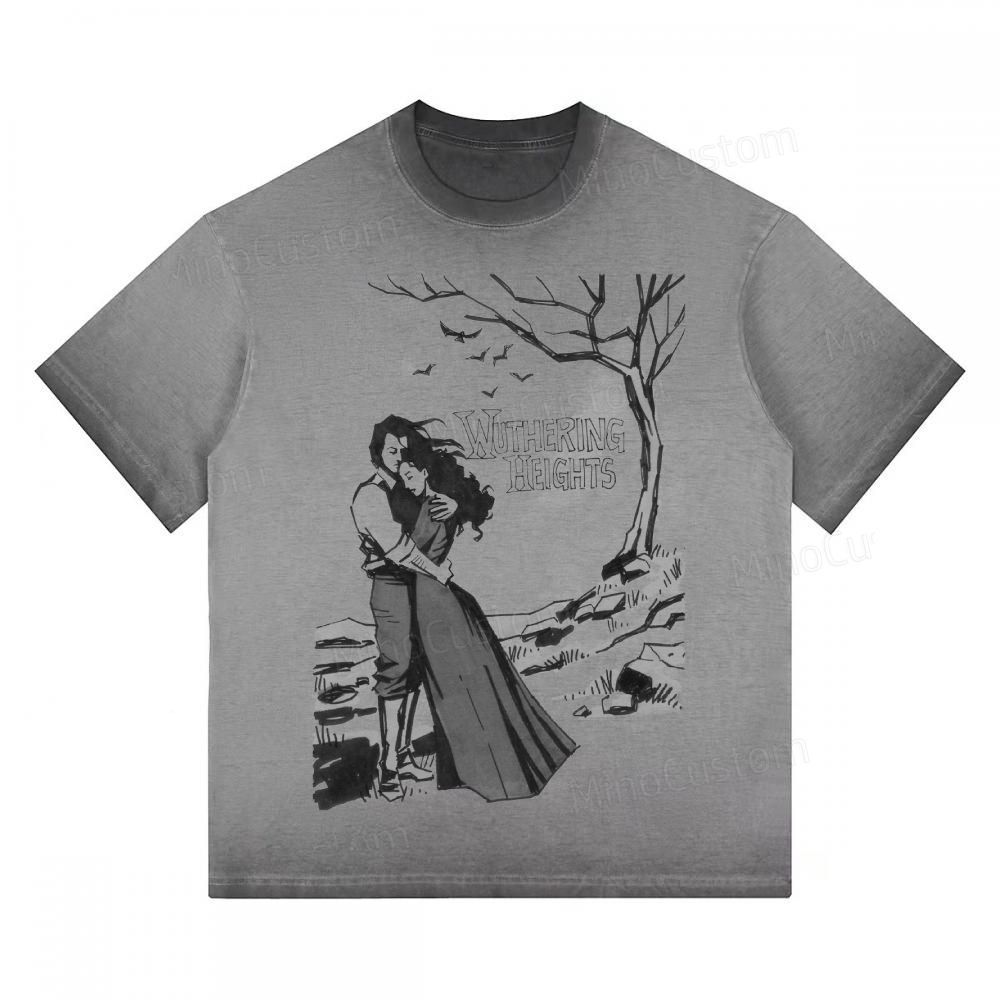 "Wuthering Heights" Literary Quote Gradient Washed T-shirt