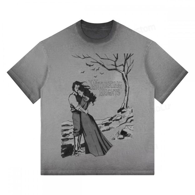 "Wuthering Heights" Literary Quote Gradient Washed T-shirt