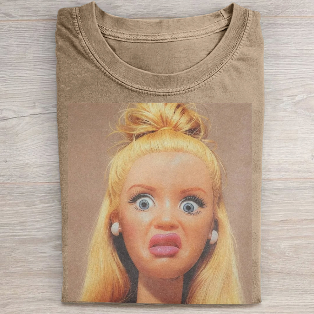 Shocked Face Barbie Vintage Washed Tee