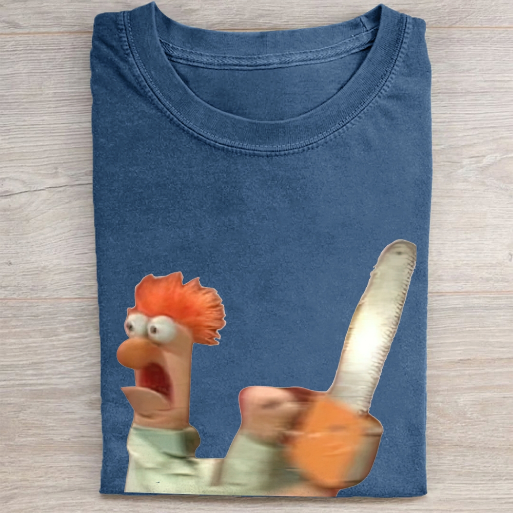 Chainsaw Beaker The Muppets Parody Vintage Washed Tee 