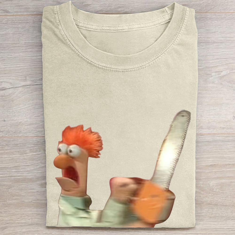 Chainsaw Beaker The Muppets Parody Vintage Washed Tee 