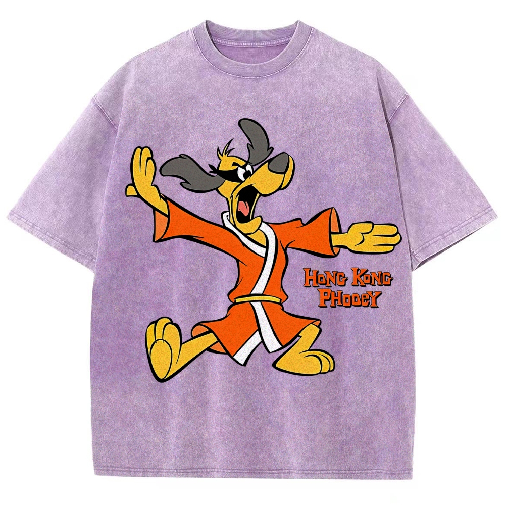 "Hong Kong Phooey" Cartoon Kung Fu Washed T-Shirt