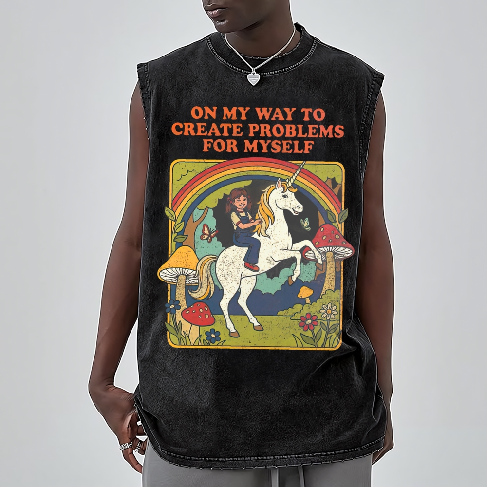  On My Way To Create Problems Washed Vest 