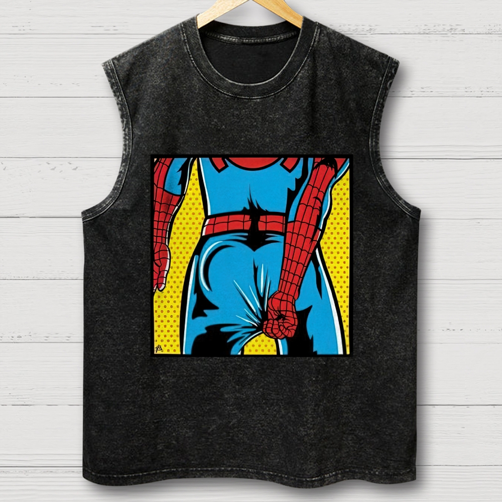 "Spider-Booty" Pop Art Spider-Man Washed Vest