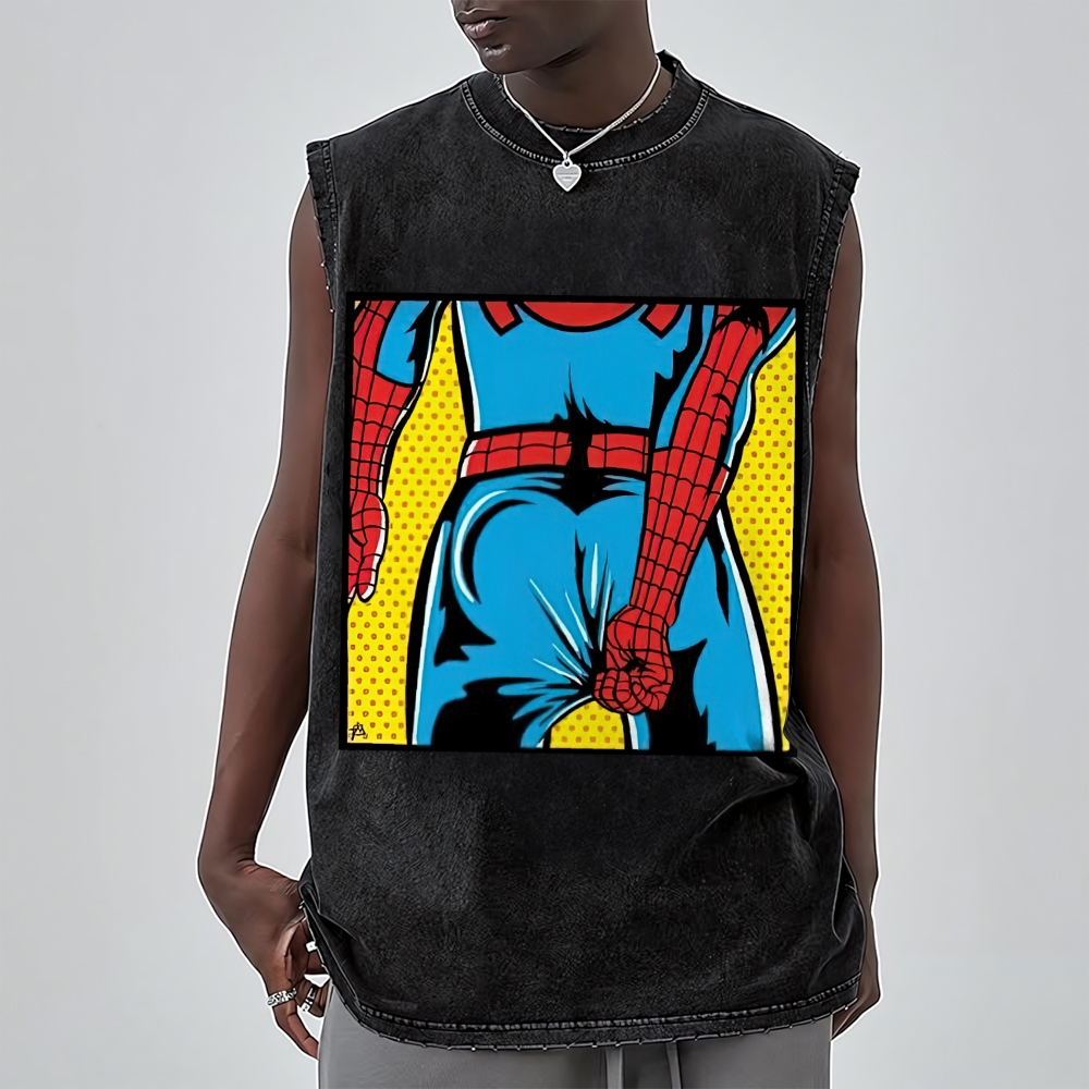 "Spider-Booty" Pop Art Spider-Man Washed Vest