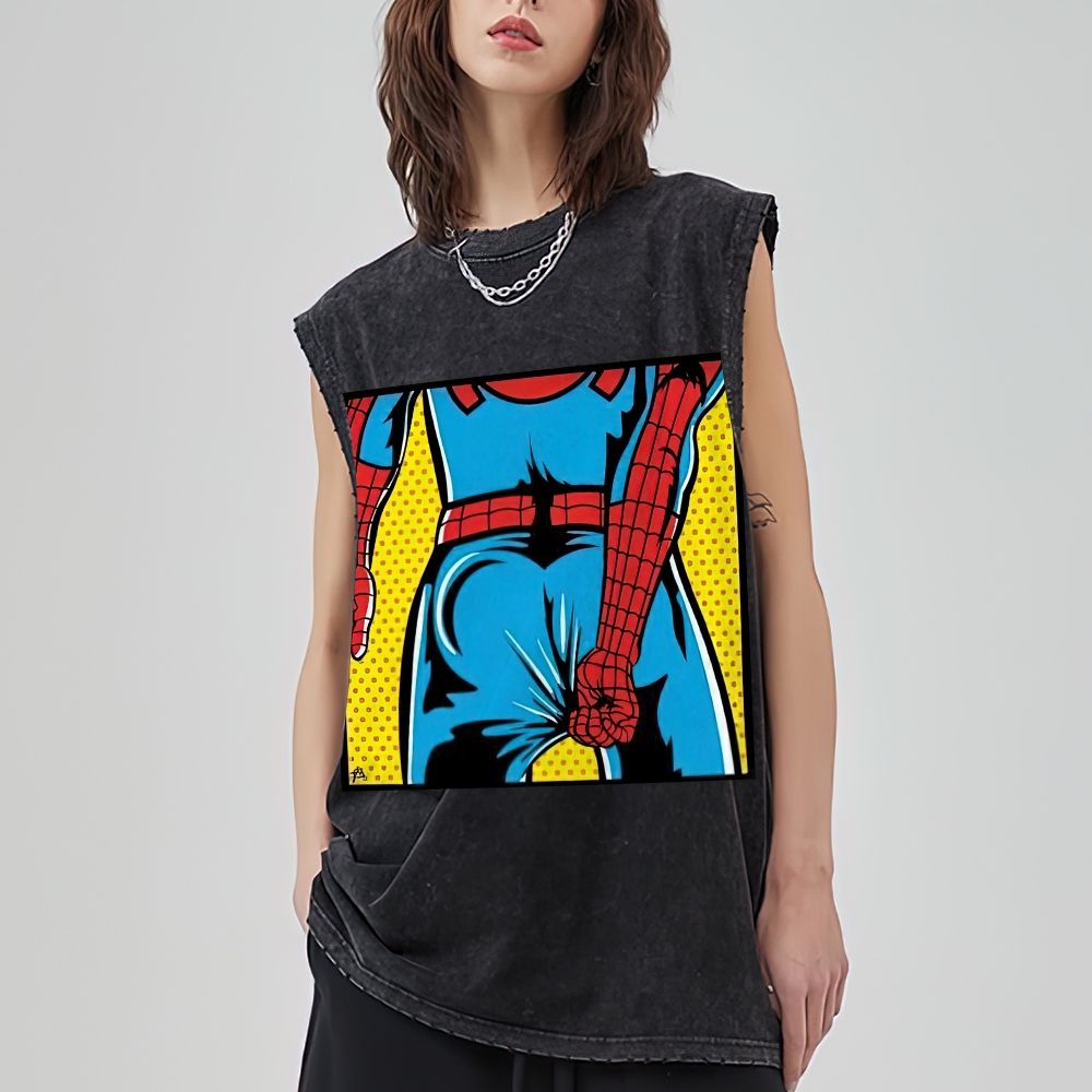 "Spider-Booty" Pop Art Spider-Man Washed Vest