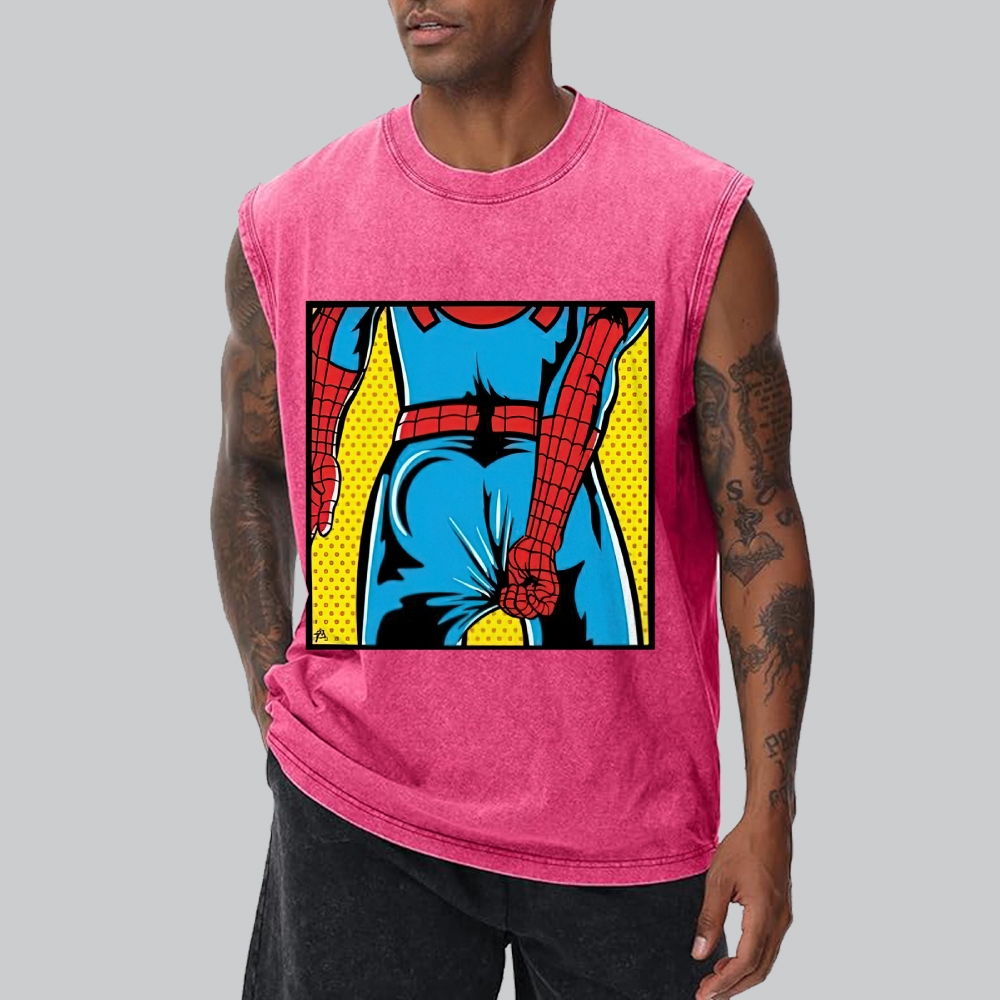 "Spider-Booty" Pop Art Spider-Man Washed Vest