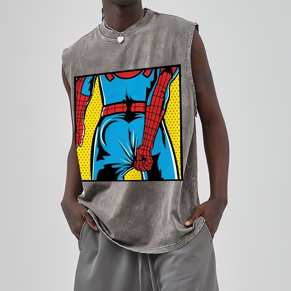 "Spider-Booty" Pop Art Spider-Man Washed Vest