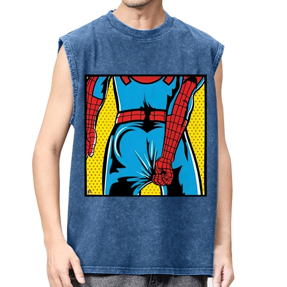 "Spider-Booty" Pop Art Spider-Man Washed Vest