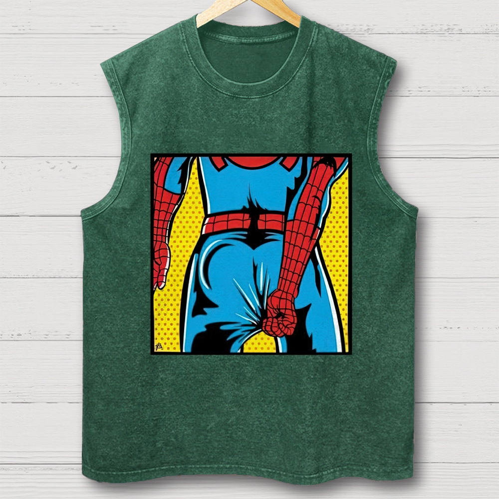 "Spider-Booty" Pop Art Spider-Man Washed Vest
