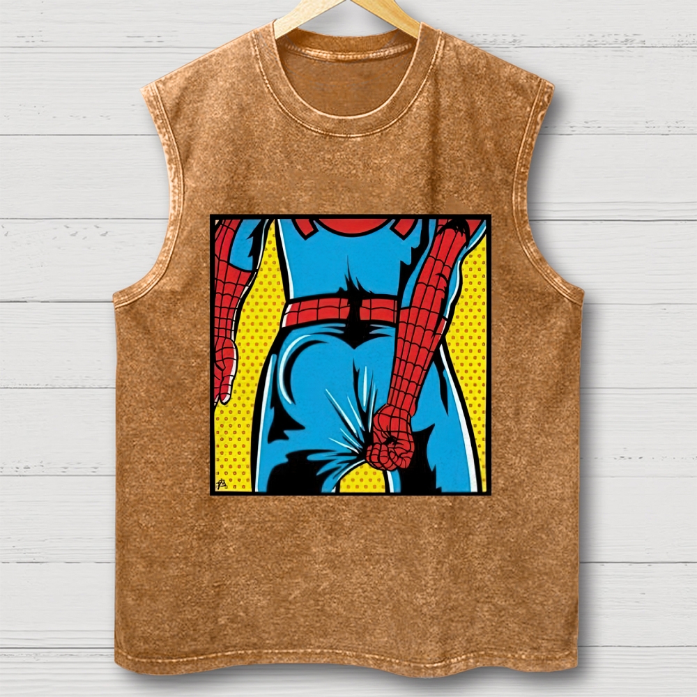 "Spider-Booty" Pop Art Spider-Man Washed Vest