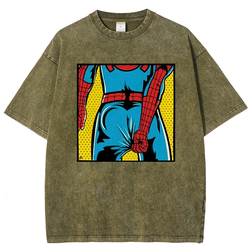 "Spider-Booty" Pop Art Spider-Man Washed T-Shirt