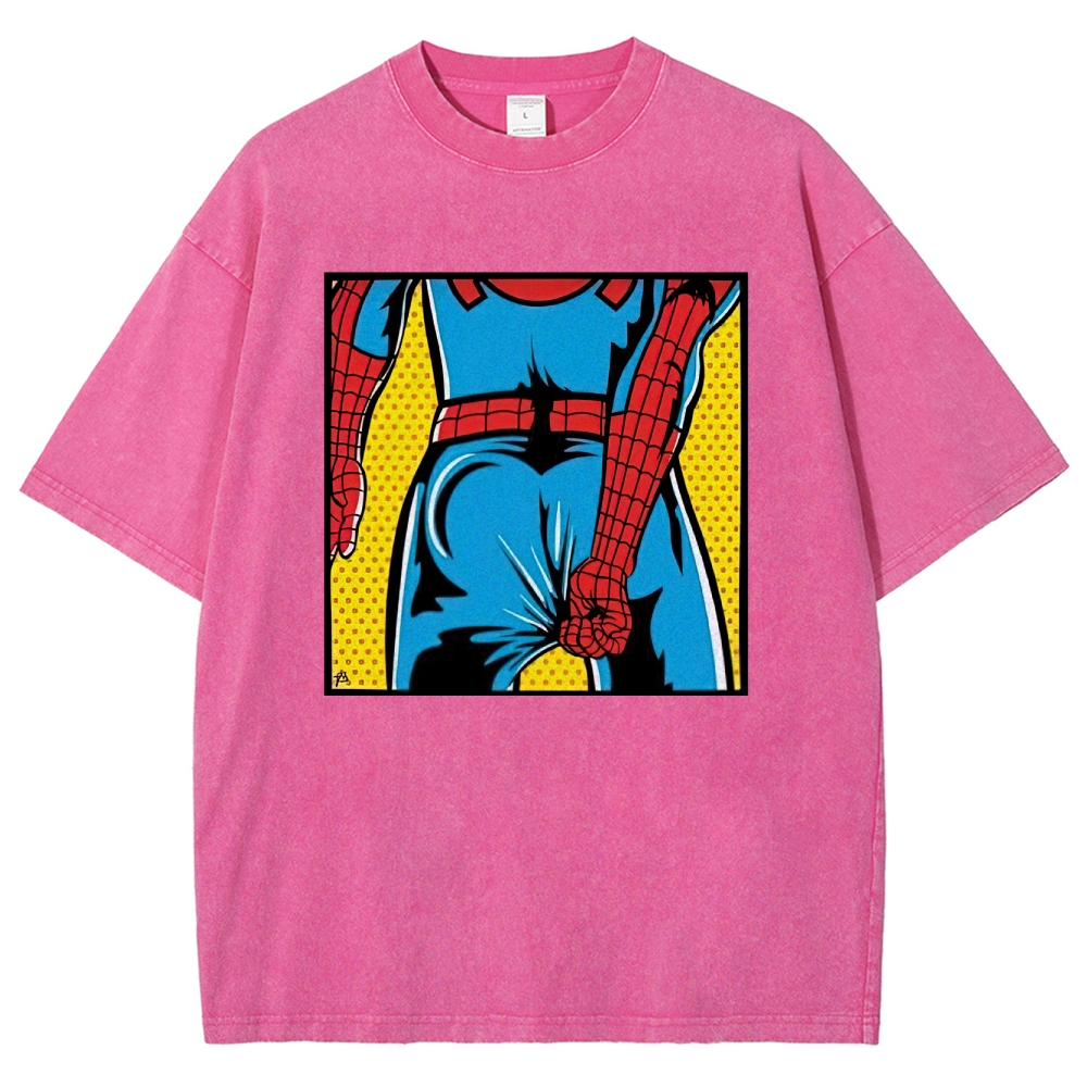 "Spider-Booty" Pop Art Spider-Man Washed T-Shirt