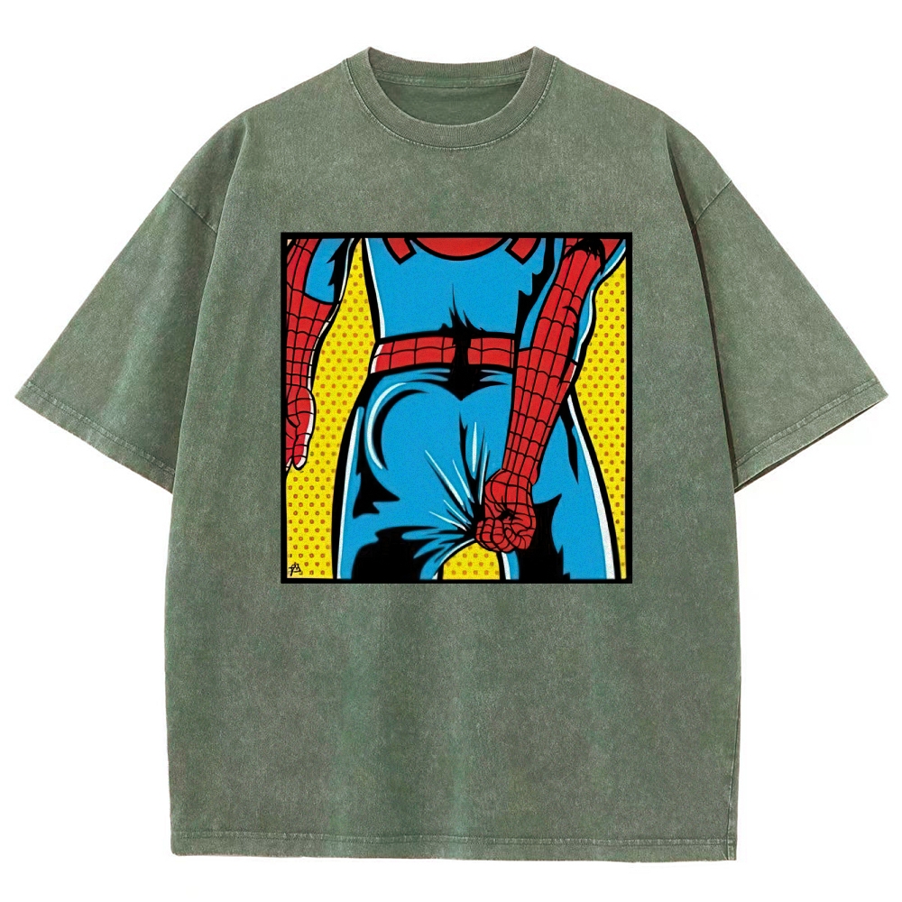 "Spider-Booty" Pop Art Spider-Man Washed T-Shirt