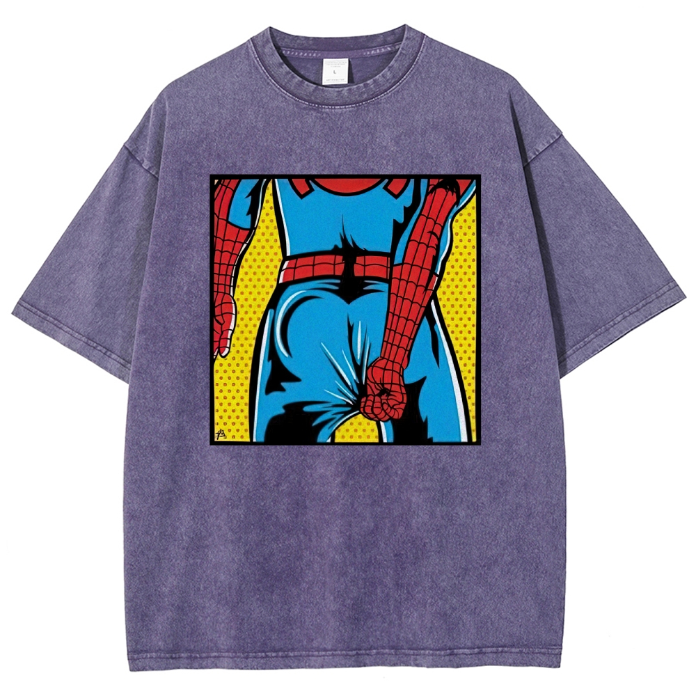 "Spider-Booty" Pop Art Spider-Man Washed T-Shirt