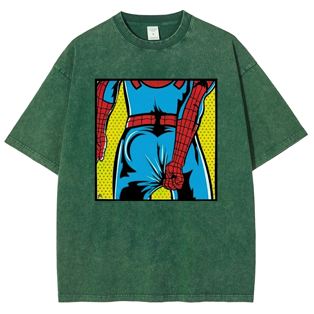 "Spider-Booty" Pop Art Spider-Man Washed T-Shirt