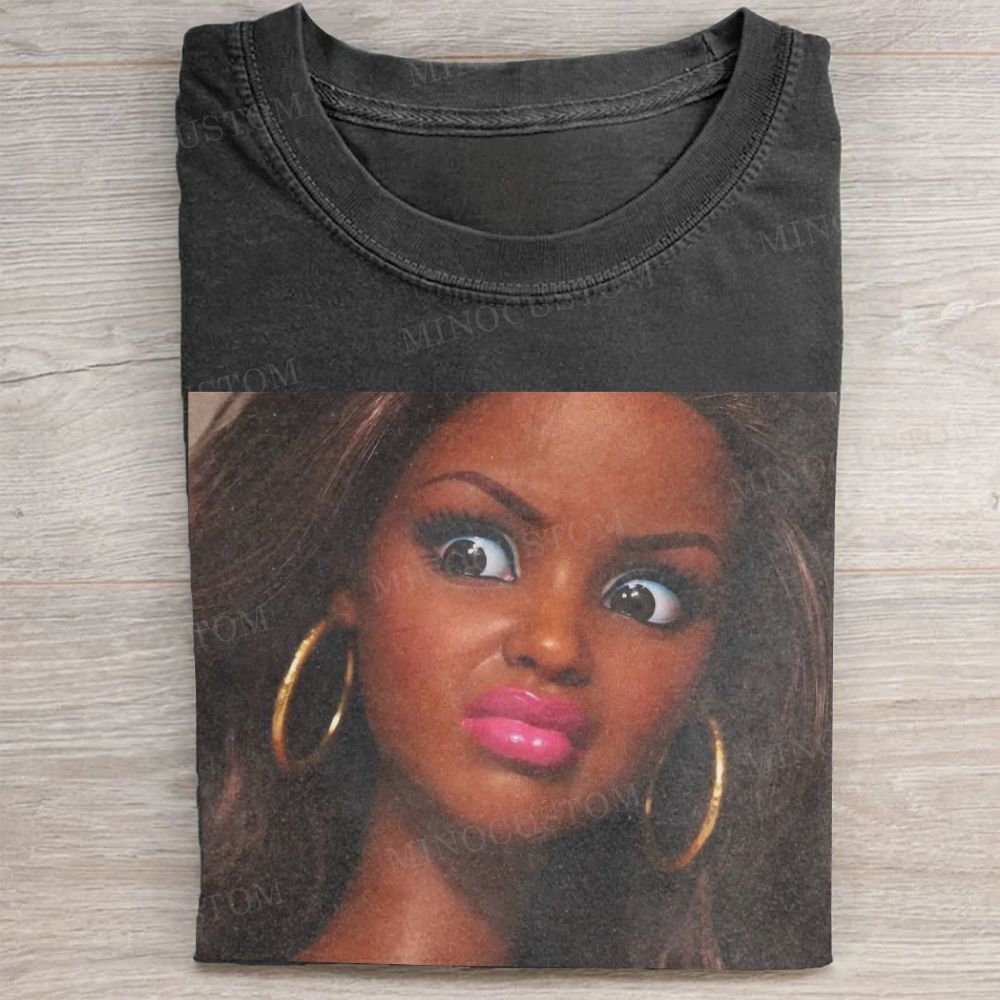 Shocked Face Barbie Meme Vintage Washed Tee