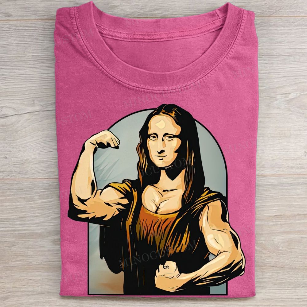 Buff Mona Lisa Bodybuilding Parody Vintage Washed Tee