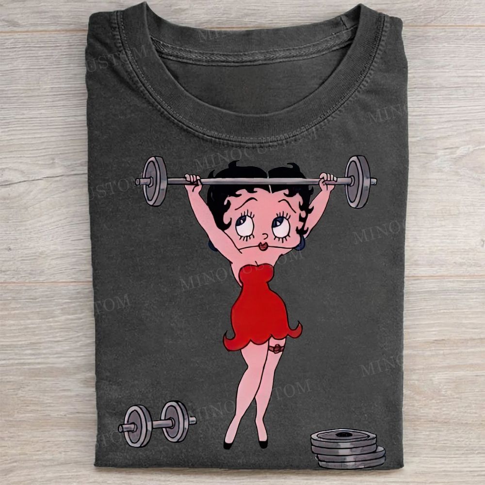 Betty Boop Weightlifting Fitness Vintage Washed Tee